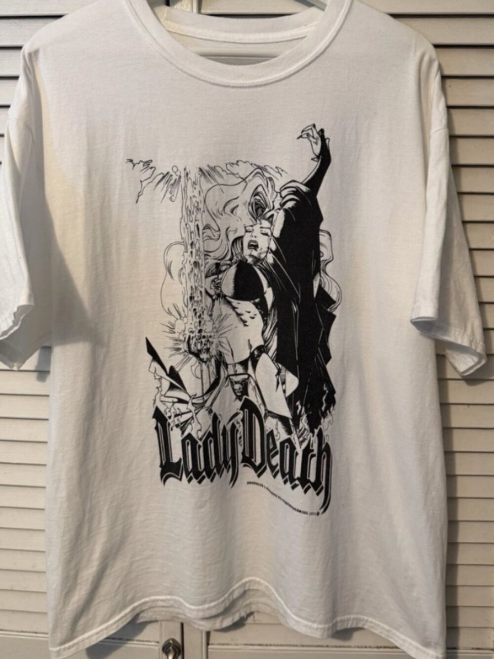 Lady Death Comic Book Art Graphic T-Shirt White